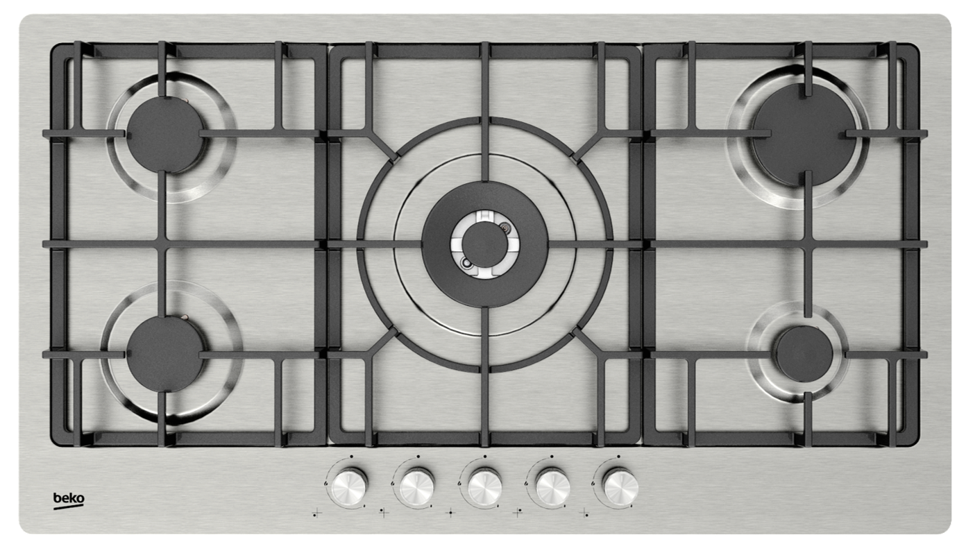 Beko Built-In 90cm 5-Burner Stainless Gas Hob - HiMW95226SXEL