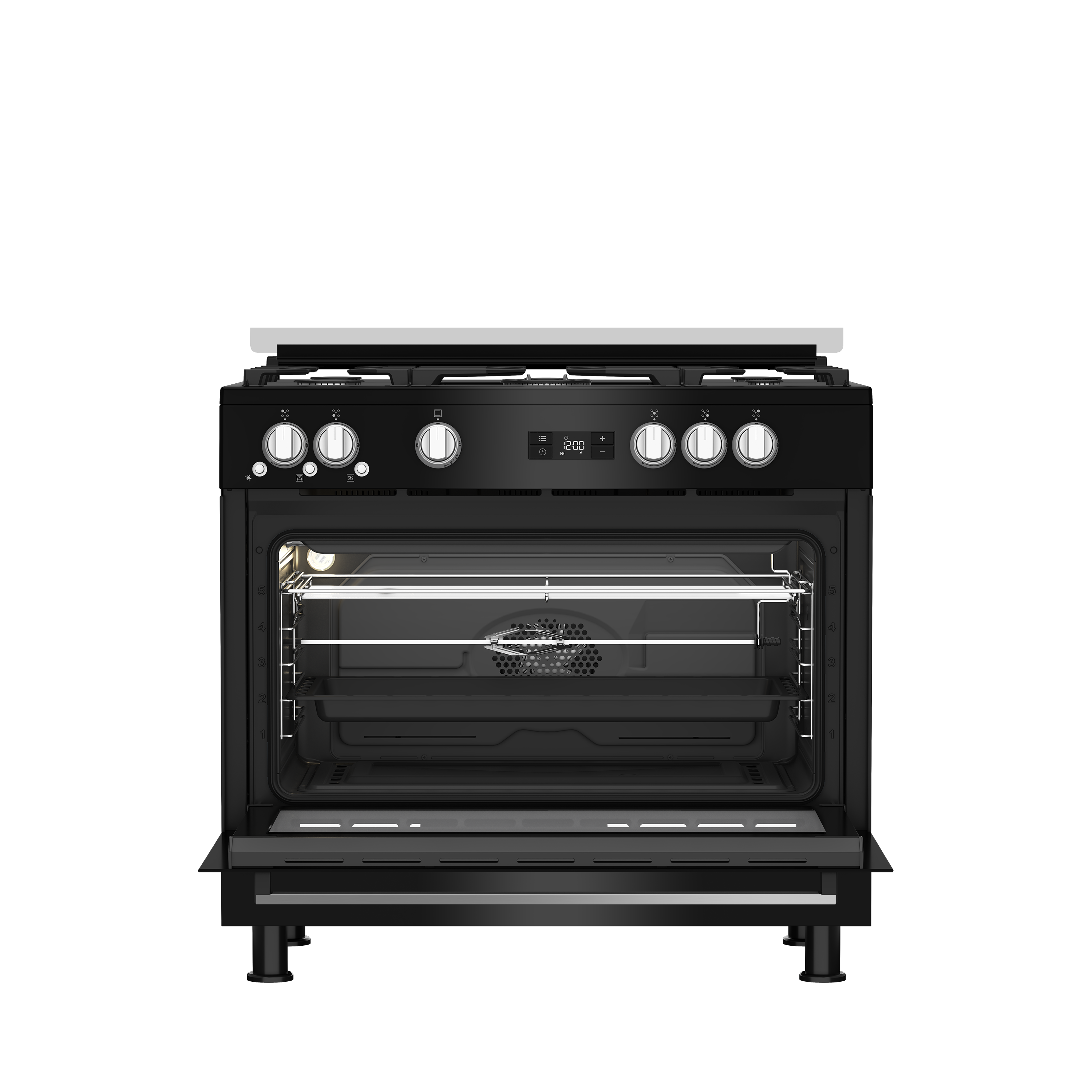 Beko Freestanding 90cm 5-Burner Cooker Gas Grill with Cooling Fan - GGR 15325 FX NBE