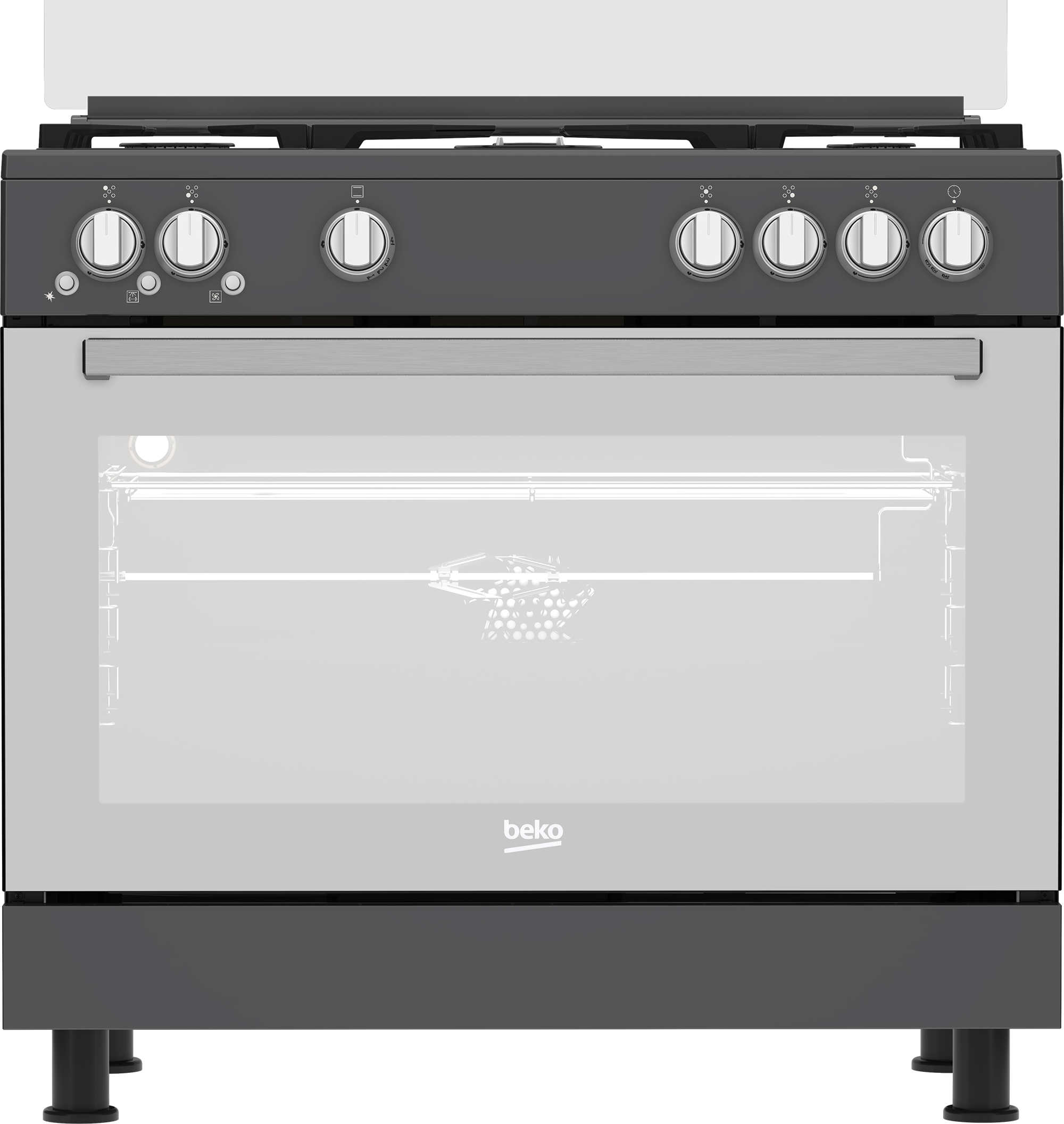 Beko Freestanding 90cm 5-Burner Cooker Gas Grill with Cooling Fan - GGR 15115 DX NA