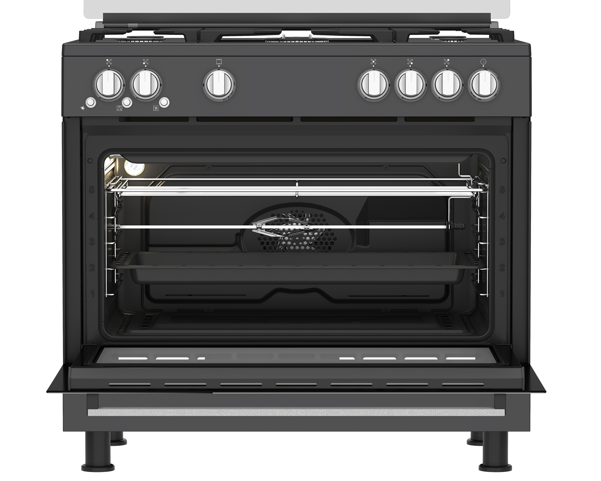 Beko Freestanding 90cm 5-Burner Cooker Gas Grill with Cooling Fan - GGR 15115 DX NA