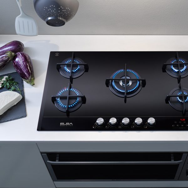 Elba 90cm 5-Burner Built-in Glass Gas Hob - ELIO 95-545 CG