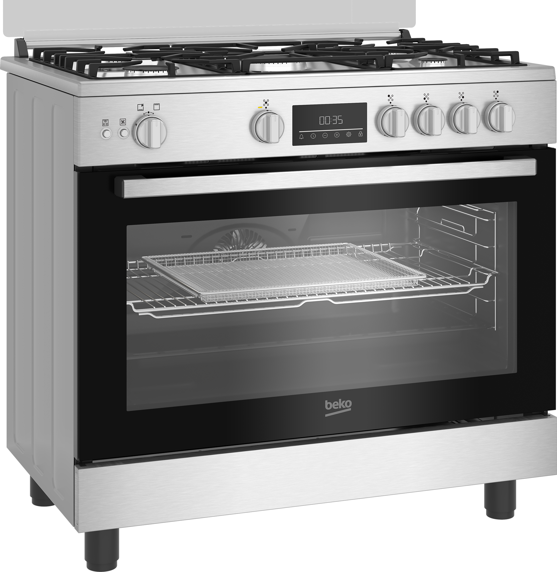 Beko 90cm 5-Burner Freestanding Gas Cooker with Airfryer - BGGR 11225 GXA