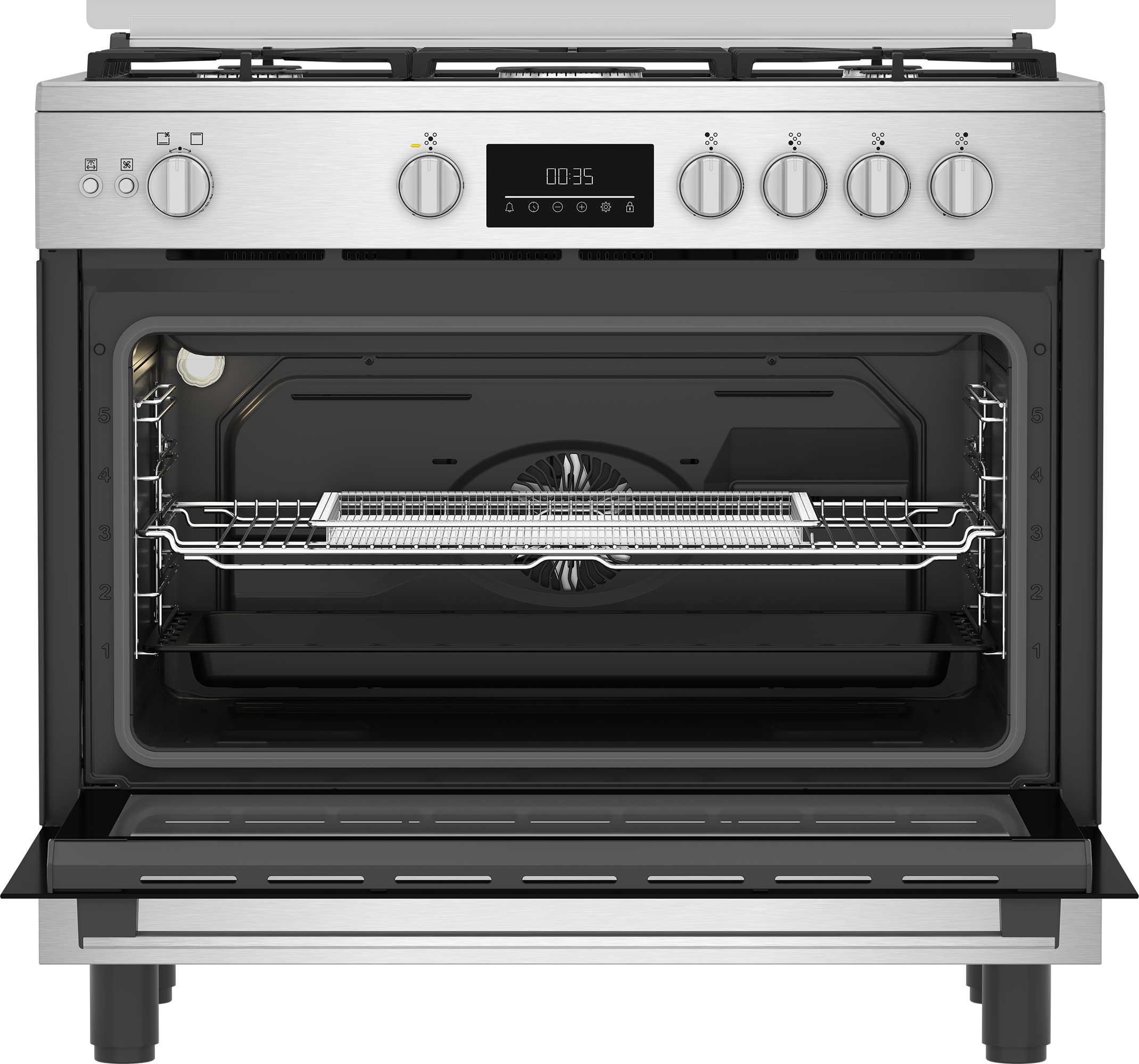 Beko 90cm 5-Burner Freestanding Gas Cooker with Airfryer - BGGR 11225 GXA