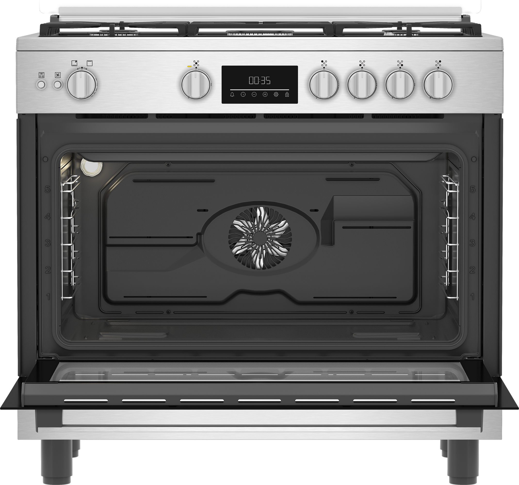 Beko 90cm 5-Burner Freestanding Gas Cooker with Airfryer - BGGR 11225 GXA