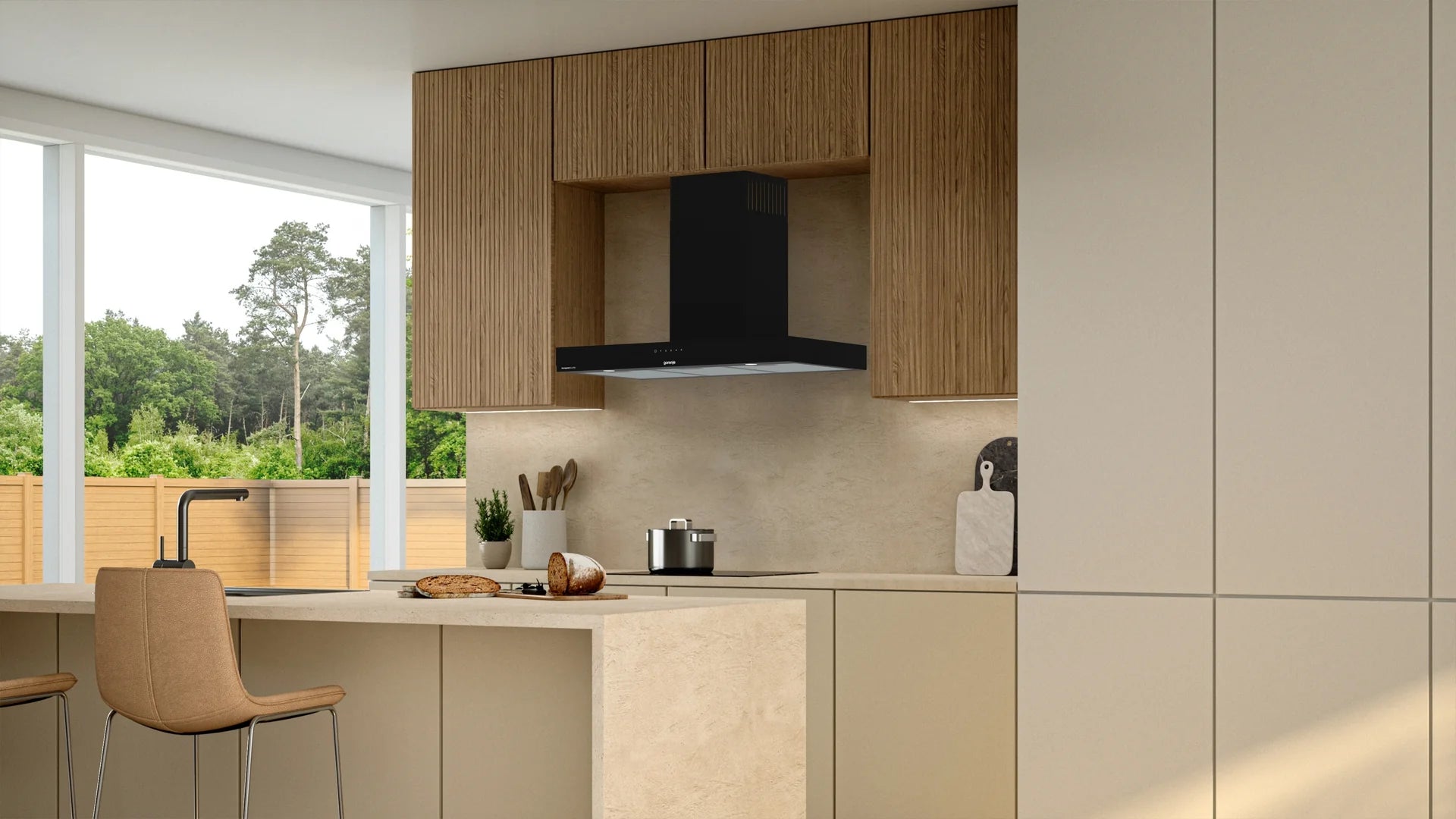 Gorenje T-Flat 90cm 674 m³/h Wall Mounted Cooker Hood - WHT944EGB