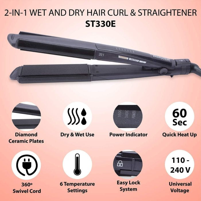 Babyliss 2 in 1 Wet & Dry Curling Iron - ST330E