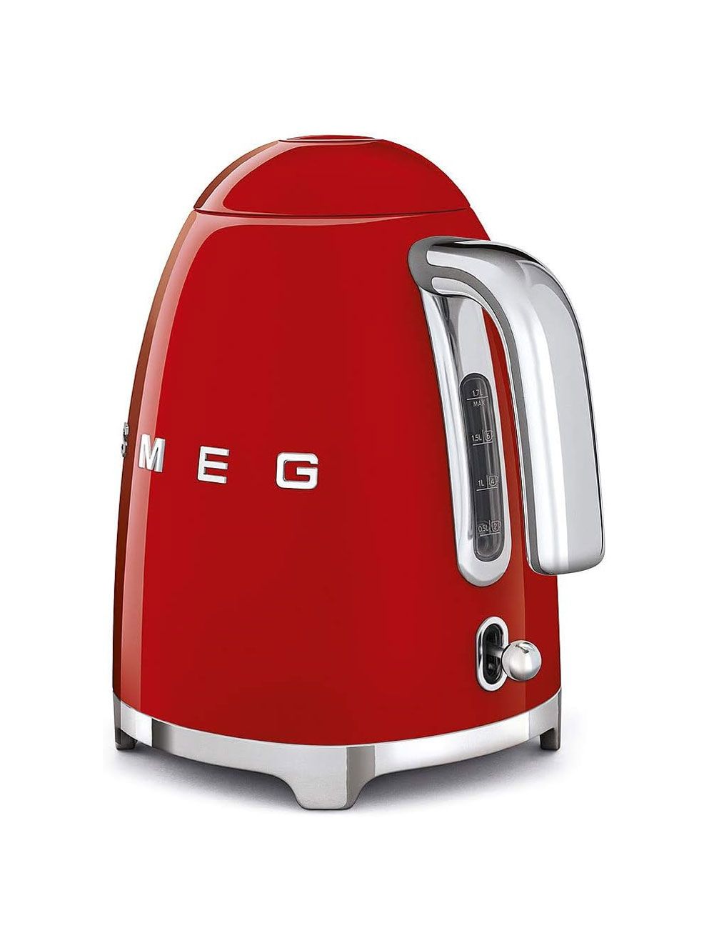غلاية كهربائية SMEG 50's Retro Iconic سعة 1.7 لتر، سعة 7 أكواب، لون أحمر لامع