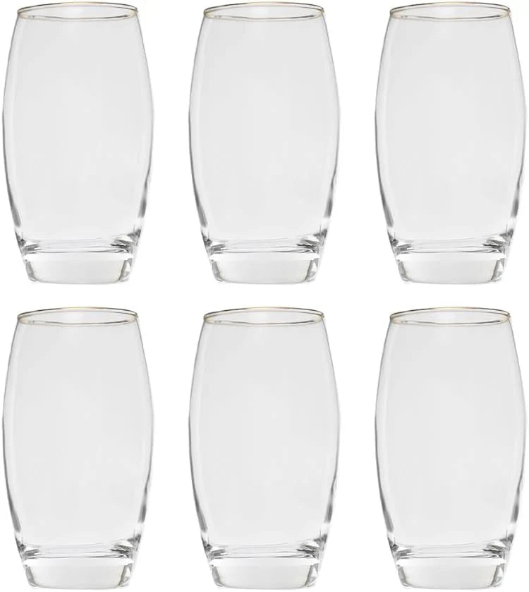 Pasabahce Barrel Highball Glass - Gold Rim, 500 ml