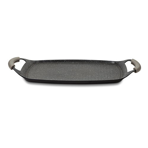 NAVA  Die cast aluminium grill plate "Funtzio" with nonstick stone coating 47cm Made in Greece