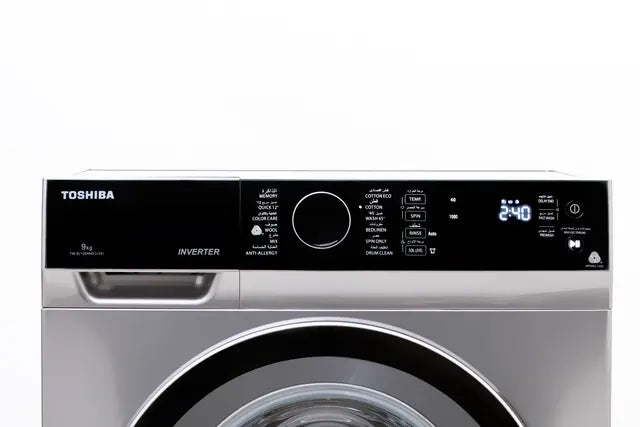 غسالة توشيبا 9كيلوجرامبمحرك انفرتر ولون فضي، 1400 لفة في الدقيقة، موديل TW-BJ100M4E SK ، 9 كيلوجرام تعبئة أمامية
