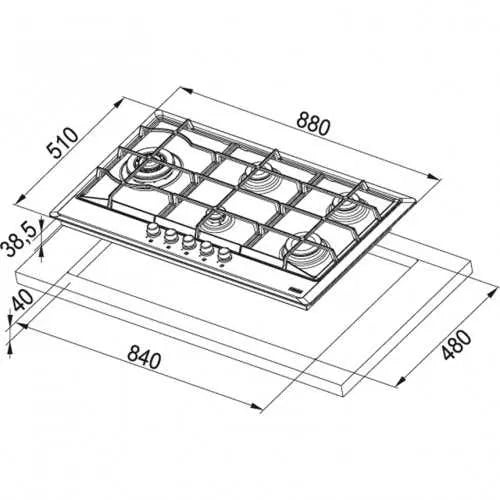 Franke Built-in Gas Hob 5 Burners Cast Iron Stainless MultiCook FHM 905 4G LTC XS C