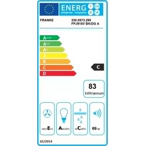 Franke Smart Glass Wall Hood Crystal 90cm 550 m3/h Black Glass FPJ 915 V BK/DG A