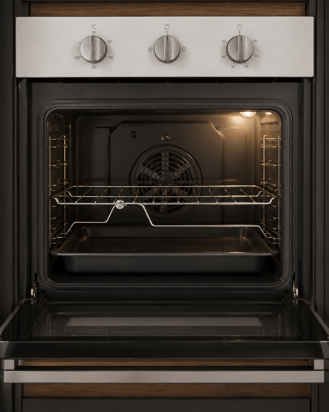 Bexel Built in Oven Model: ESV 60 M ; White Color ; 60 * 60 ; Gas Oven & Gas Grill ; Full Safety ; Glass control panel; Air Fryer ; Mechanical Timer 1 Piece